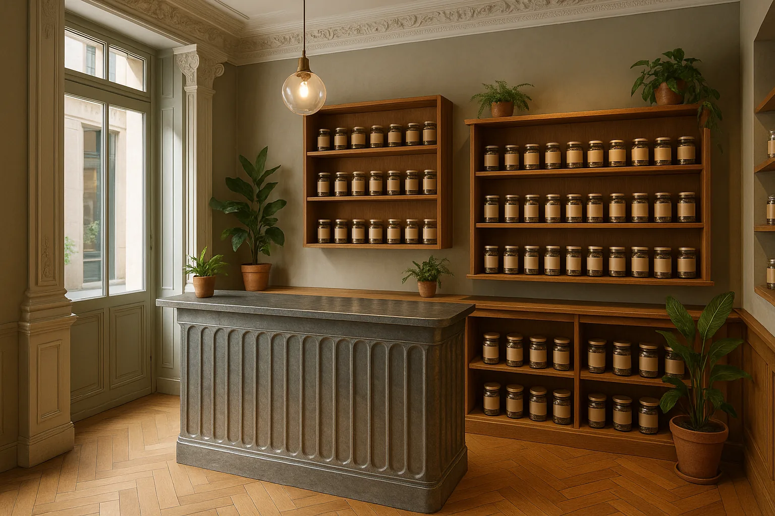 Intérieur boutique CBD à l'esprit Paris