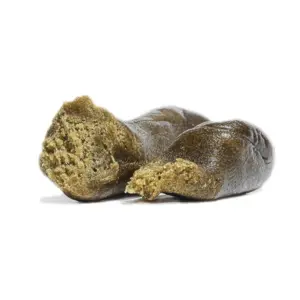 Pie haschich 5g cbd Cinderella résine ambrée brune texture maniable variété Pie bubble hash