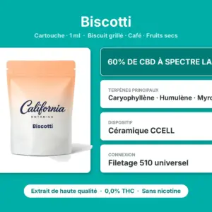 Caractéristiques de Cartouche CBD Biscotti California Botanics 1 ml