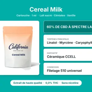 Caractéristiques de Cartouche CBD Cereal Milk California Botanics 1 ml