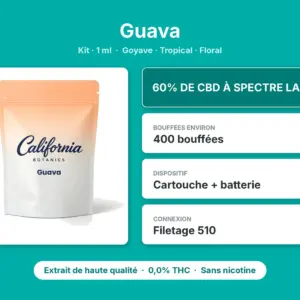 Caractéristiques de Kit Vape CBD Guava California Botanics 1 ml