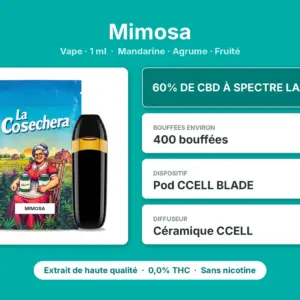Caractéristiques de Vape CBD Mimosa La Cosechera 1 ml