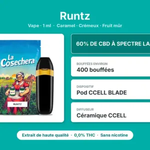 Caractéristiques de Vape CBD Runtz La Cosechera 1 ml