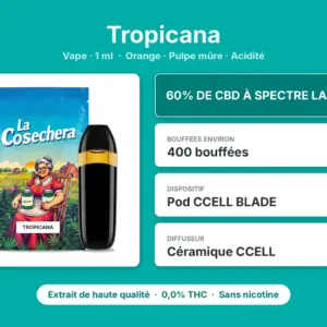 Caractéristiques de Vape CBD Tropicana La Cosechera 1 ml