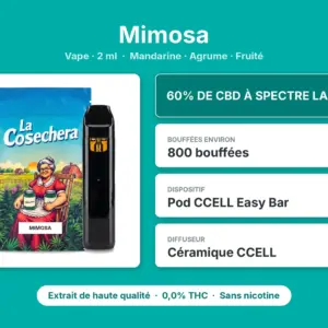 Caractéristiques de Vape CBD Mimosa La Cosechera 2 ml