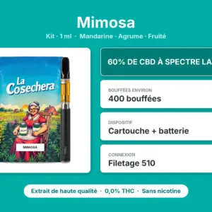 Caractéristiques de Kit Vape CBD Mimosa La Cosechera 1 ml