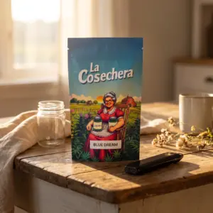Vape CBD Blue Dream La Cosechera 2 ml en mesa de campo