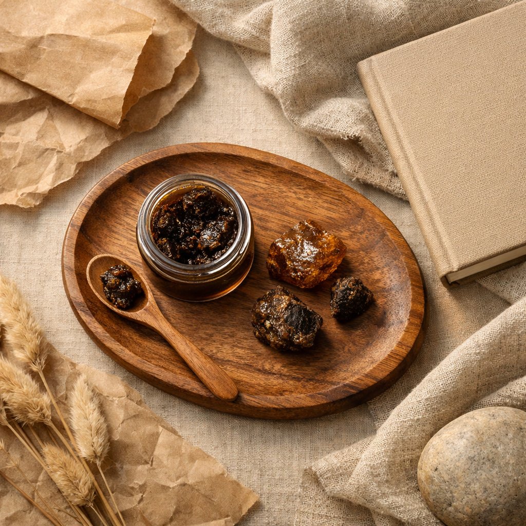 Flat-lay élégant de résine CBD avec accessoires lifestyle naturels