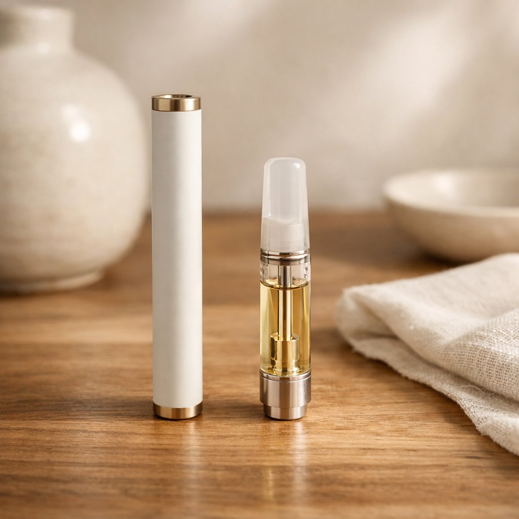 Dispositif de vape composé d'une batterie et d'une cartouche contenant un distillat broad spectrum transparent